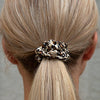 byEloise Gold Heart Silk Scrunchie - Leopard (1 pc)  - product shown in hair.