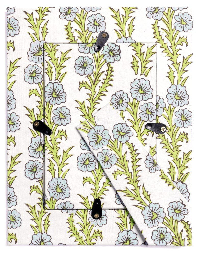 Inner Child Forget-Me-Not Oval Opening Picture Frame - Blue (1 pc) - product shown from back. 