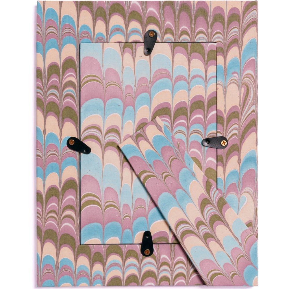 Inner Child Hand Marbled Picture Frame - Lilac Blues (1 pc)-  product shown from back.