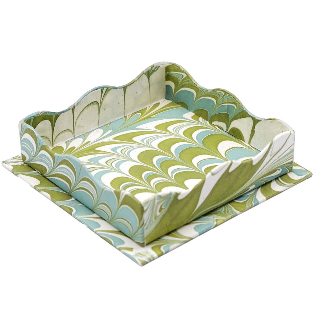 Inner Child Square Scalloped Tray - Robin Blue Marbling (1 pc)