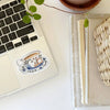 Emily Lex Studio Blue Teacup Sticker (1 pc) - product shown on laptop. 