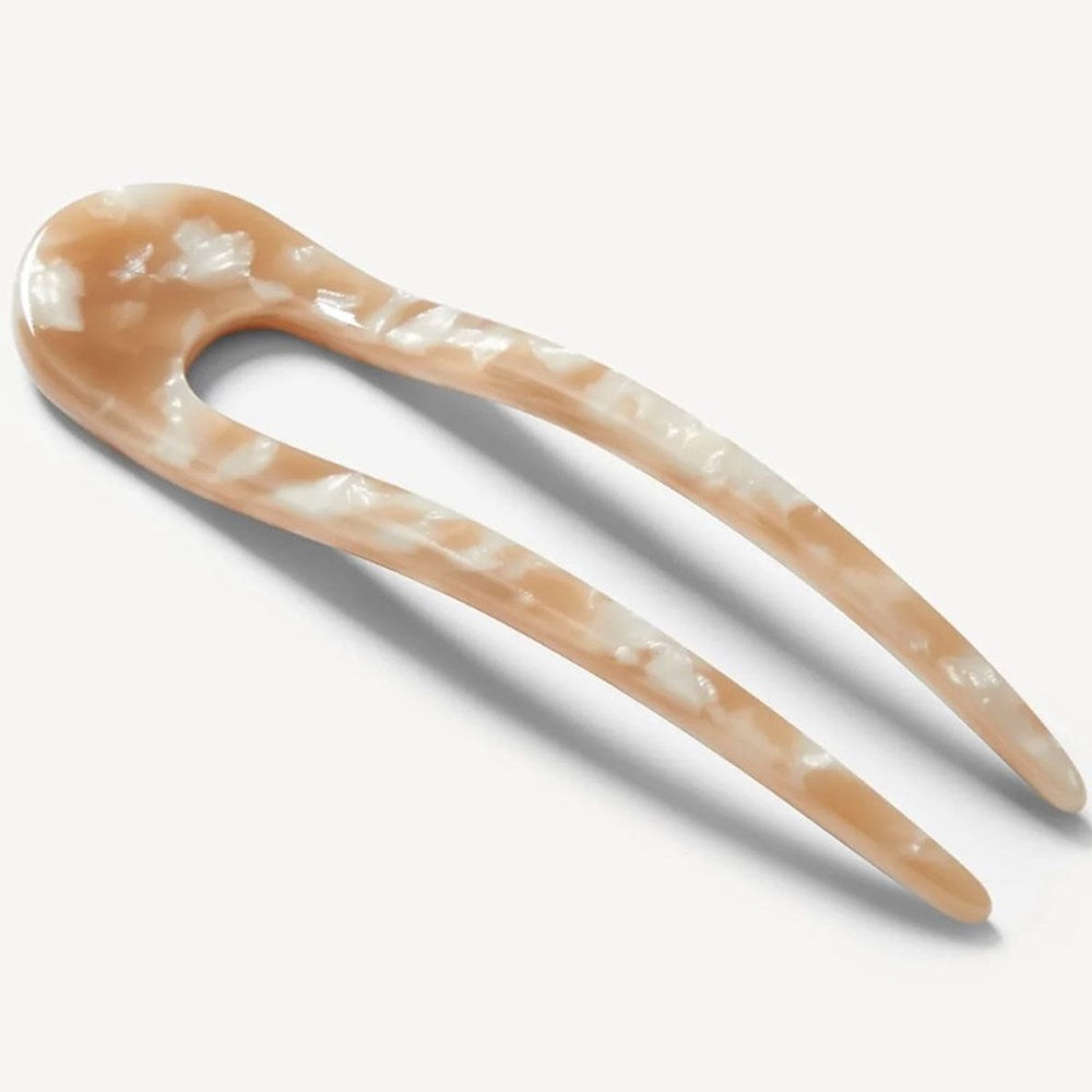 Machete French Hair Pin - Taupe Shell (1 pc) - product shown from side. 