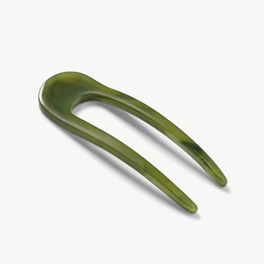 Machete Mini French Hair Pin - Algae (1 pc) - product shown on side. 