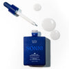 SONNI SunDay Mineral Serum SPF 50+ (50 ml) - product shown with lid removed and swatches shown. 