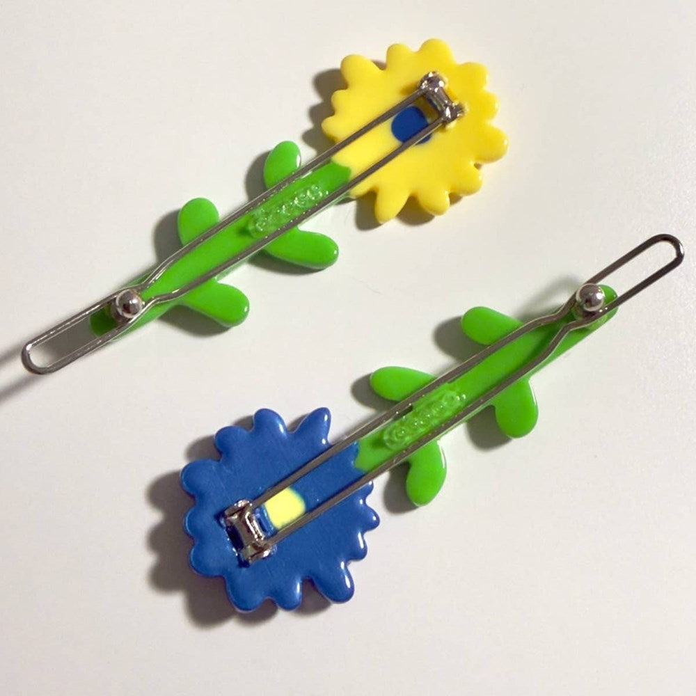 Centinelle Tiny Flowers Hair Clip Duo (2 pcs) - product shown from back. 