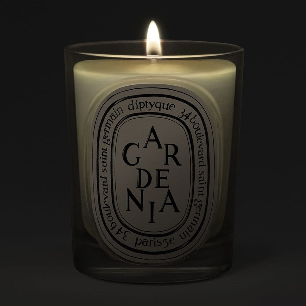 Diptyque Gardenia Classic Candle (190 g) - product shown lit. 