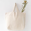 Linen Big Bag - Natural White Stripes