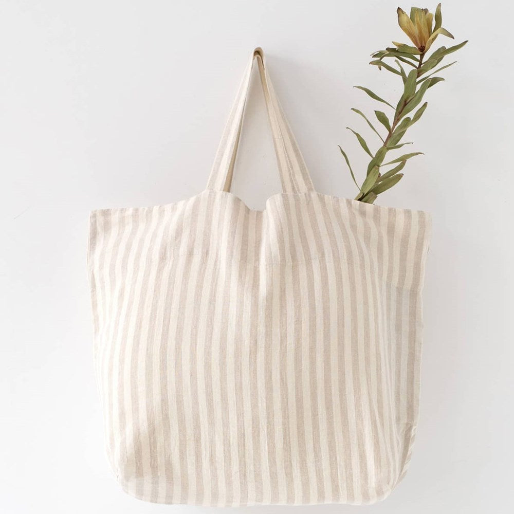 Linen Tales Linen Big Bag - Natural White Stripes (1 pc)