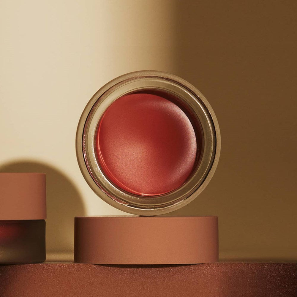 Minori Cream Blush - Scarlet (4.9 g) - product shown on tan background. 
