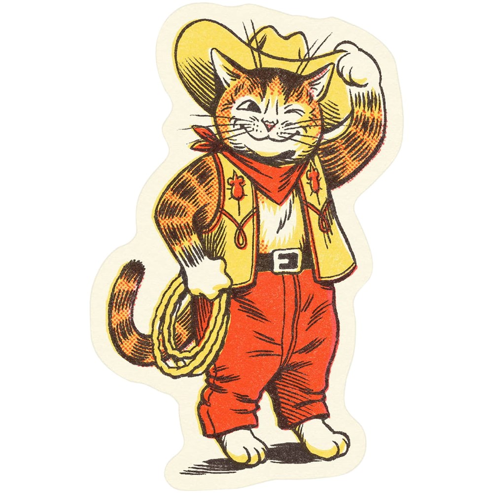 Wallflower Paper & Party Cowboy Kitty Sticker (1 pc)