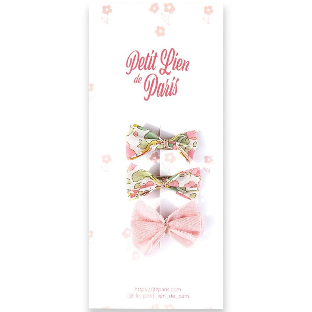Le Petit Lien de Paris Barrette Set - Liberty Betsy Marshmallow & Double Pink Gauze (3 pcs)