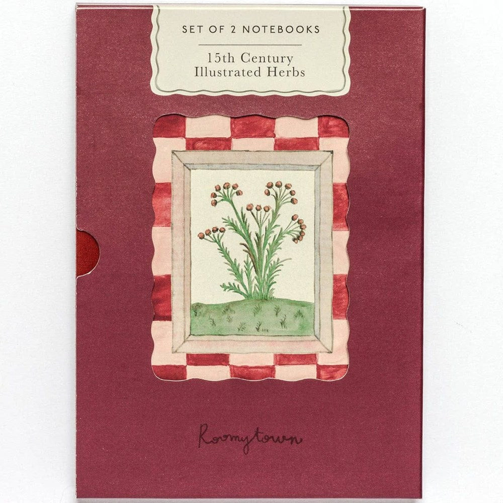 Roomytown Inc Notebook Set - 15th Century Illustrated Herbs (2 pcs) - product shown inside of packaging. 