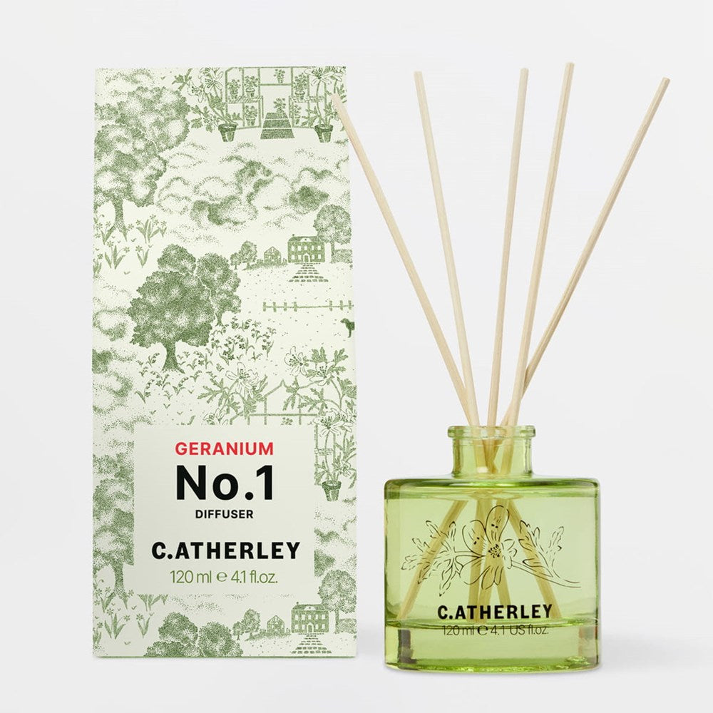 C.Atherley Geranium No.1 Diffuser (120 ml) - product shown with packaging. 