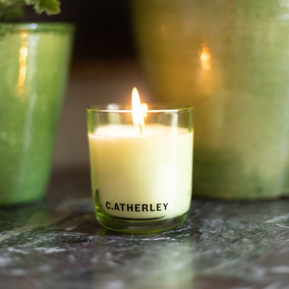 C.Atherley Geranium No.1 Candle (200 g) - product shown lit. 
