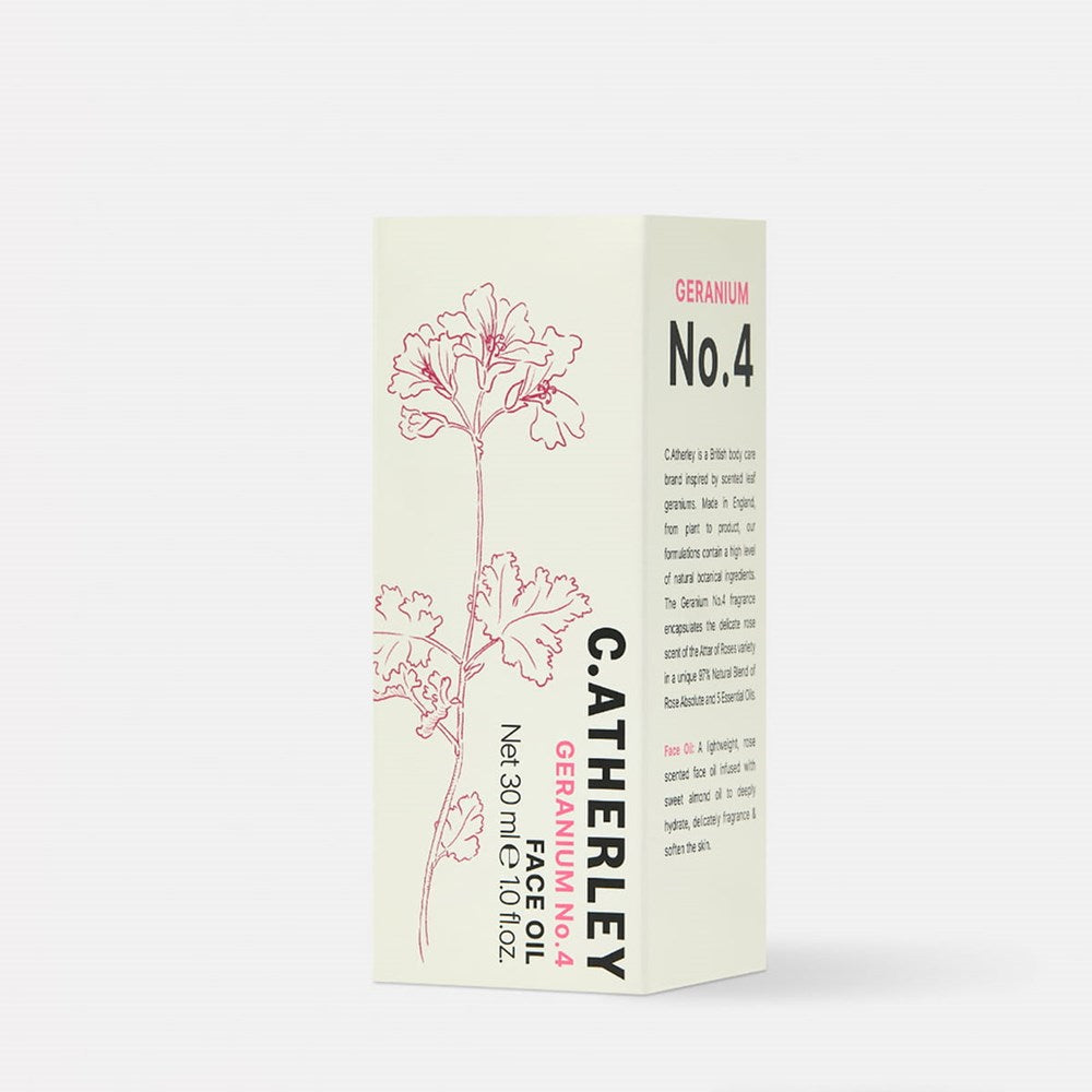 C.Atherley Geranium No.4 Face Oil (30 ml) - product packaging shown. 