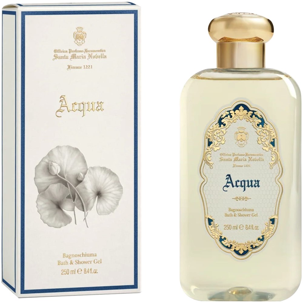 Santa Maria Novella Acqua Bath & Shower Gel (250 ml) - product shown next to packaging. 