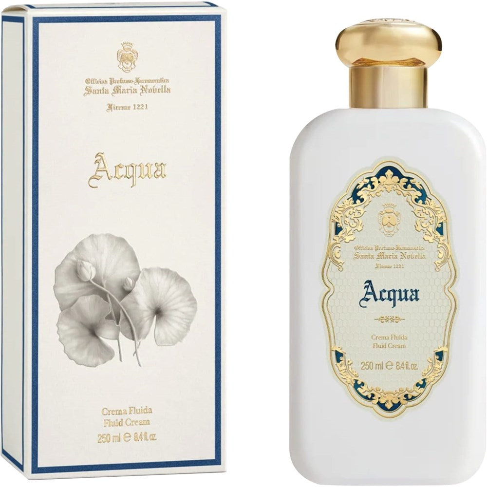 Santa Maria Novella Acqua Fluid Body Cream (250 ml) - product shown next to packaging. 