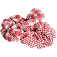 Adorro Red Gingham Scrunchies Set (2 pcs)