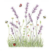 Mierco European Linens Embroidered Lavender Field Tea Towel (1 pc) - product shown close up.
