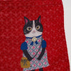 Kusuguru Honey Bean Princes Jacquard Tote - Red (1 pc) -  product shown close up.