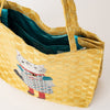 Kusuguru Honey Bean Princes Jacquard Tote - Yellow (1 pc) - inside of product shown. 