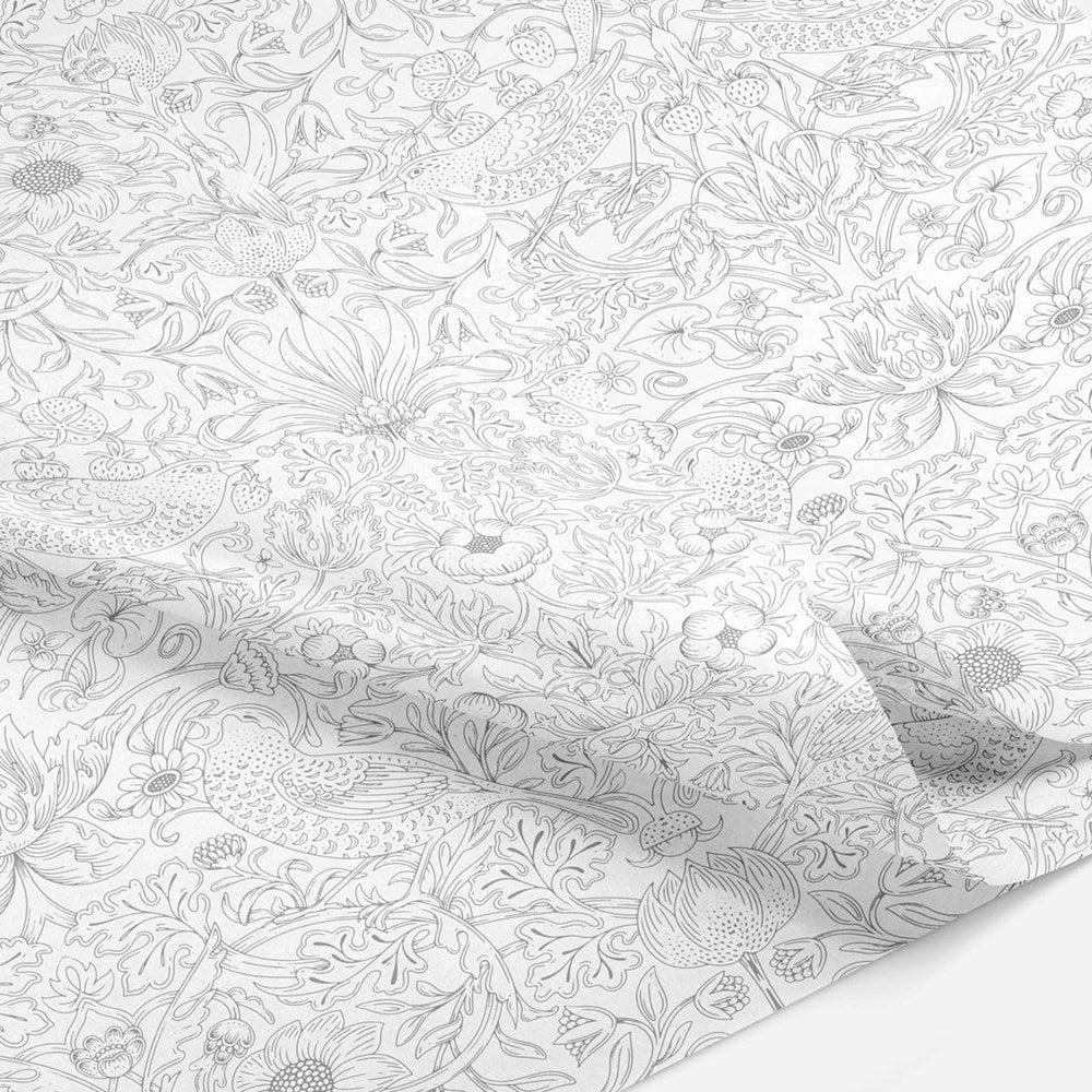Papergem Compostable Tissue Paper - Silver Strawberry Thief (10 pcs) - product shown up close. 