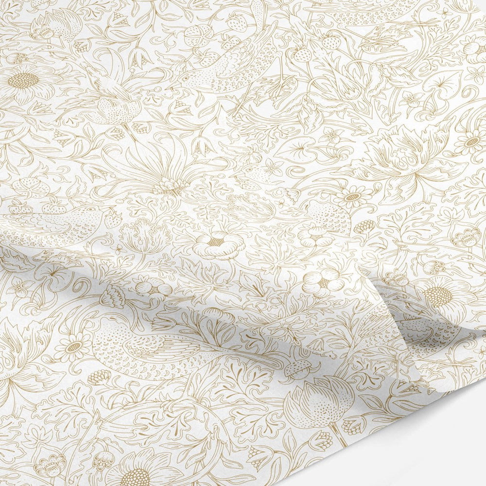 Papergem Compostable Tissue Paper - Gold Strawberry Thief (10 pcs) - product shown close up. 
