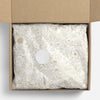 Papergem Compostable Tissue Paper - Gold Strawberry Thief (10 pcs) - product shown wrapped in box. 