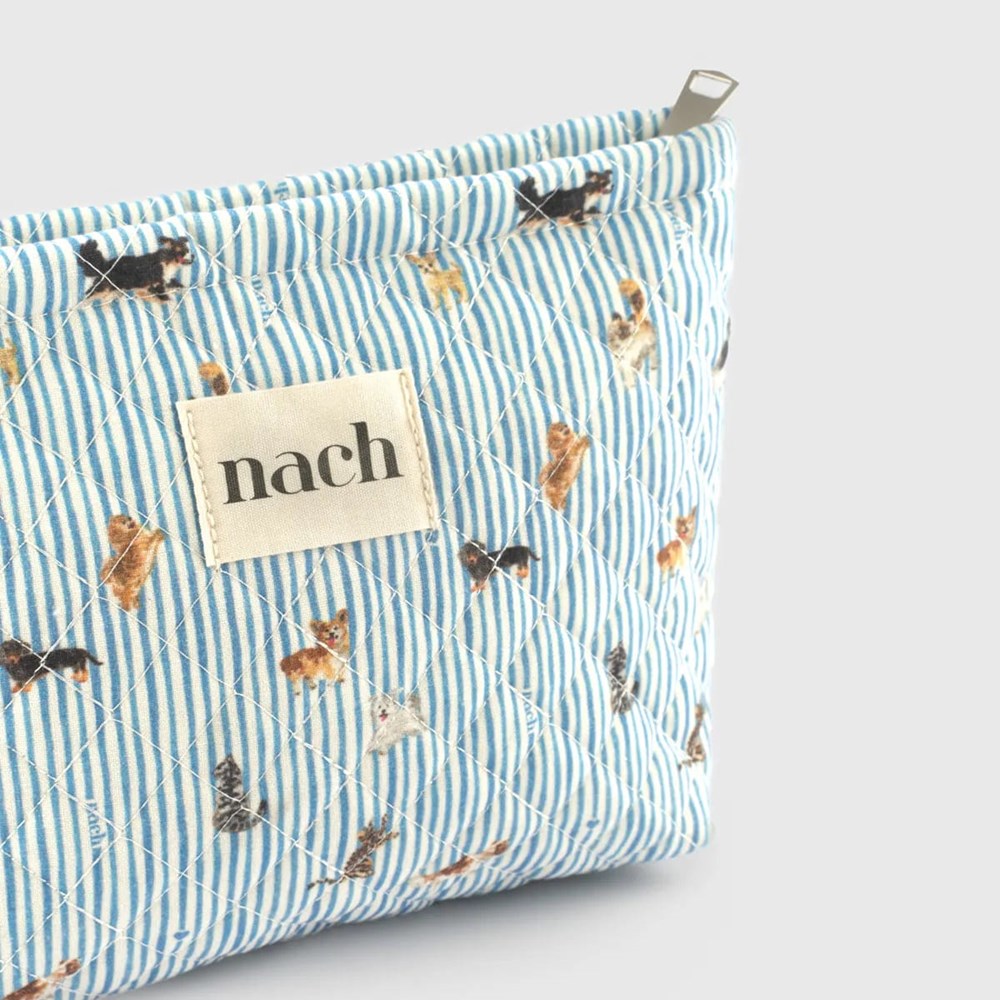 Nach Cats & Dogs Quilted Striped Pouch (1 pc) - product shown up close. 