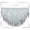 Meri Meri Silver Iridescent Tinsel Scallop Garland (1 pc) - product shown in packaging. 