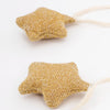 Meri Meri Gold Knitted Star Garland (1 pc) - product shown close up.