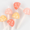 Meri Meri Mushroom Birthday Candles (6 pcs) - product shown on white background. 