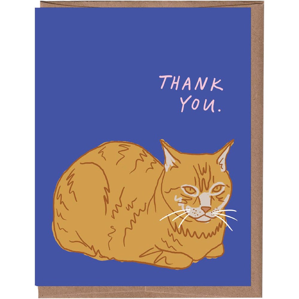 La Familia Green Loaf Cat Thank You Greeting Card (1 pc)