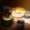 ROEN Candles Nakame Scented Candle (8 oz) - product shown next to cups and match bowl with whisk. 