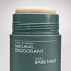 Cleo+Coco Extra Strength Deodorant - Basil Mint (62 g) - product shown up close on light grey background. 