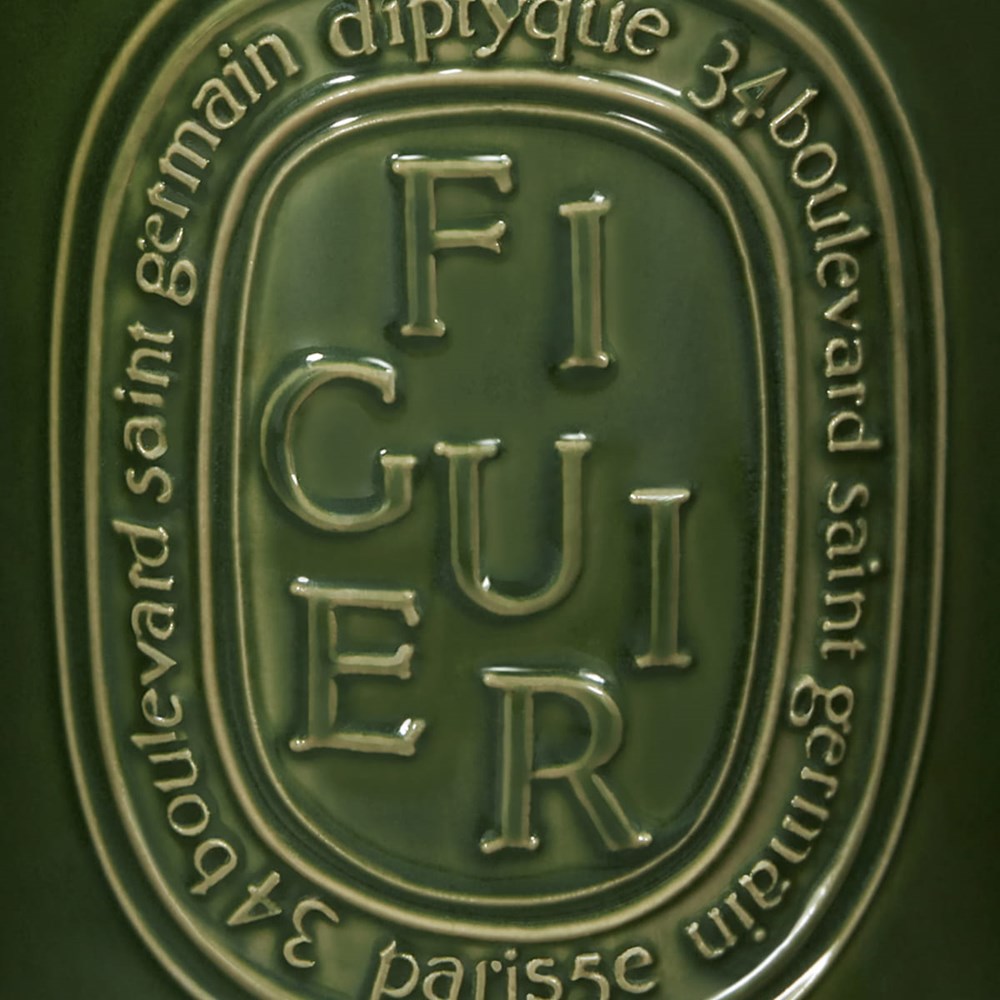 Diptyque Figuier (Fig) Large Candle (600 g) - product shown up close. 