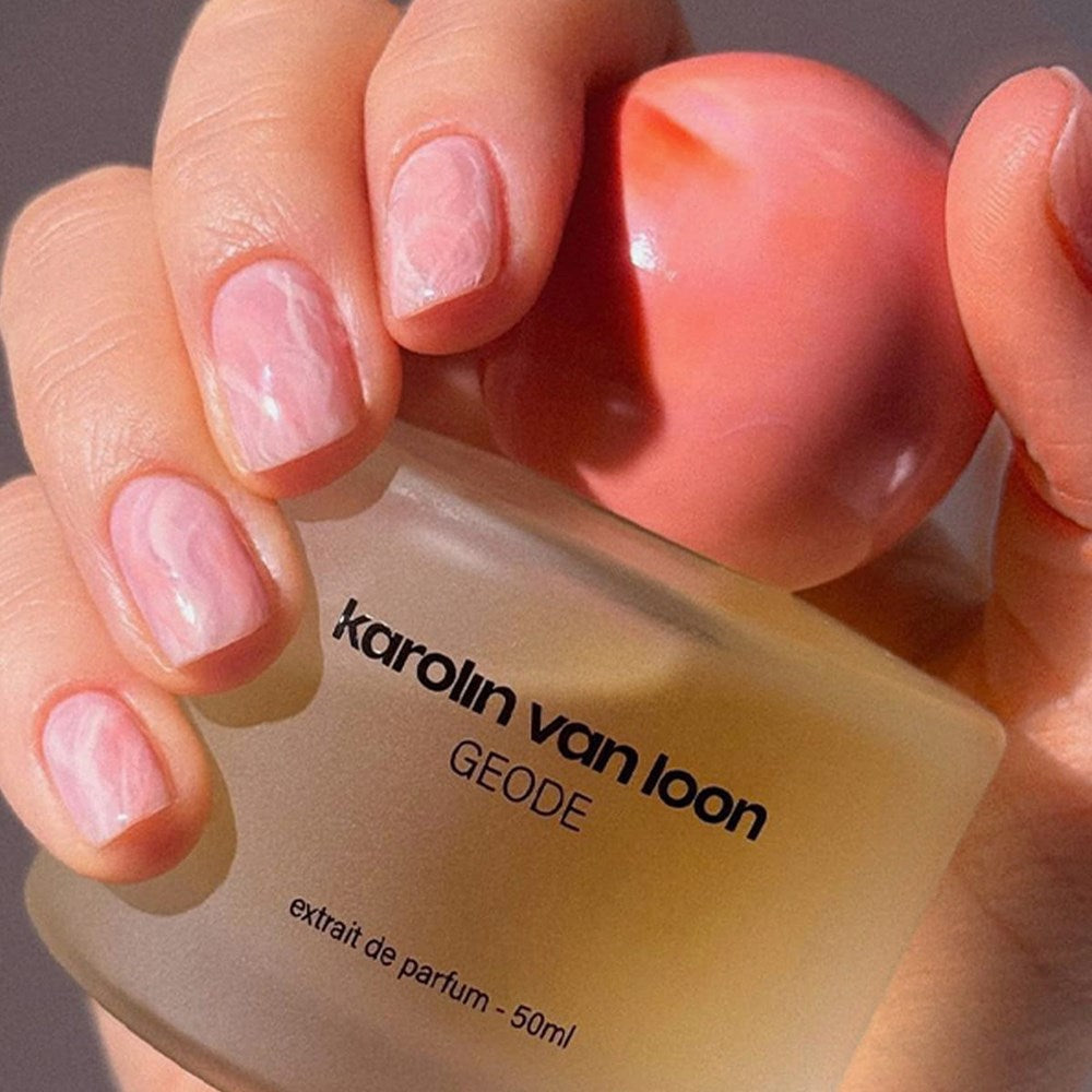 Karolin Van Loon Geode Extrait de Parfum (50 ml) - product shown being held. 