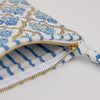 Paper Mirchi Organic Cotton Pouch Set - Floral Indigo (2 pcs) - product shown up close.