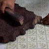 Paper Mirchi Organic Cotton Pouch Set - Floral Buttercream (2 pcs) - product shown being produced and block-printed.