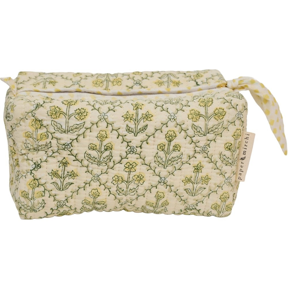 Paper Mirchi Organic Cotton Toiletry Bag - Floral Buttercream (1 pc)