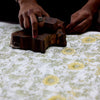 Paper Mirchi Waste Paper Basket - Wild Rose Buttercream (1 pc) - product shown being block printed.