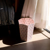 Paper Mirchi Waste Paper Basket - Ditsy Floral Blush (1 pc) - product shown on floor. 