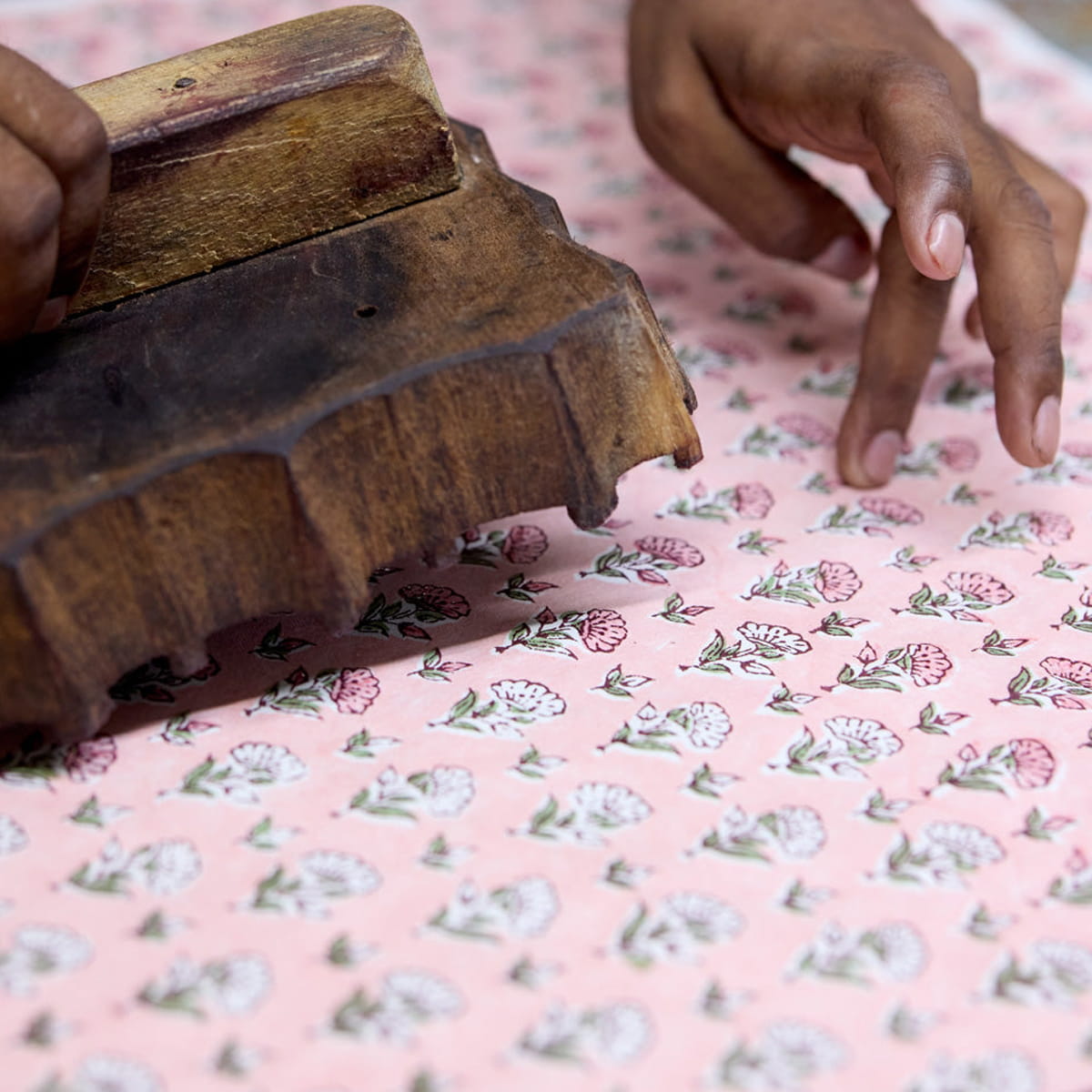 Paper Mirchi Waste Paper Basket - Ditsy Floral Blush (1 pc) - product shown being produced.