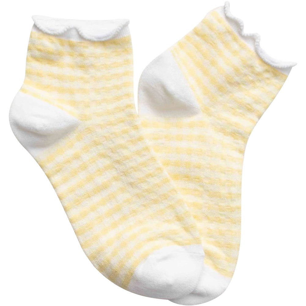 Tiepology Pastel Gingham Ruffle Socks - Yellow (1 pair)