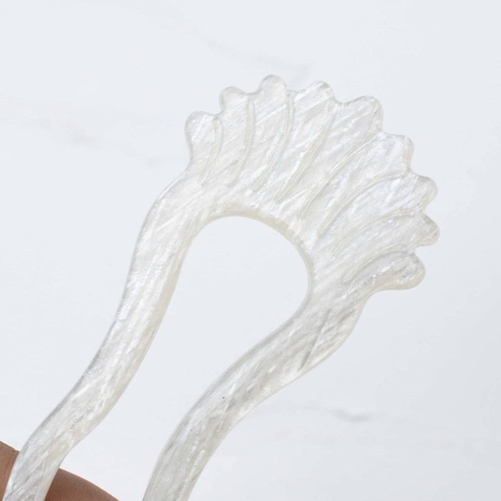 Tiepology Antique Wave French Hair Pin - Creamy Ivory (1 pc) - product shown up close.