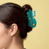 Centinelle Orange Green Cat Hair Claw (1 pc) - product shown in hair. 