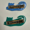 Centinelle Fruit Cats Hair Clip Duo (2 pcs) - product shown from back.