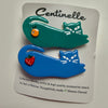 Centinelle Fruit Cats Hair Clip Duo (2 pcs) - product shown in packaging. 