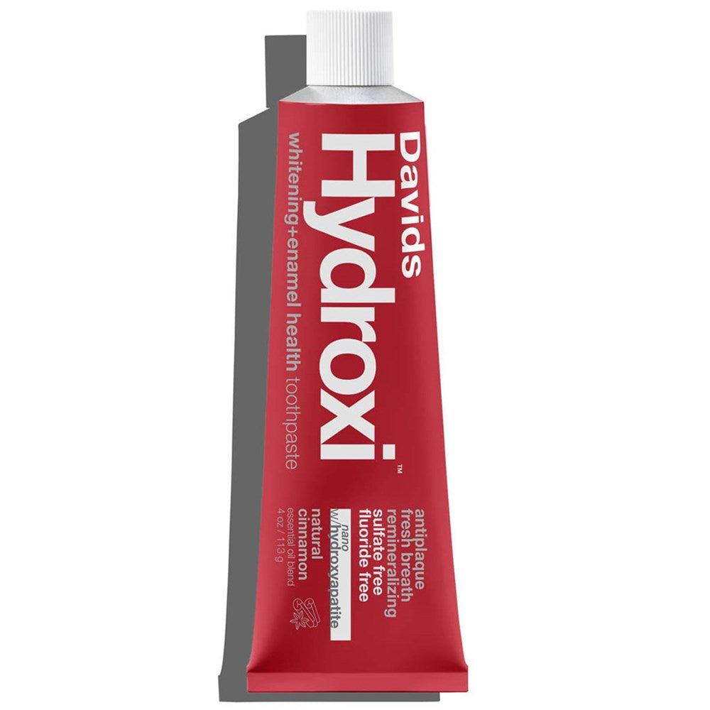 Davids Hydroxi Whitening + Enamel Health Toothpaste – Cinnamon (4 oz) - product shown on white background.