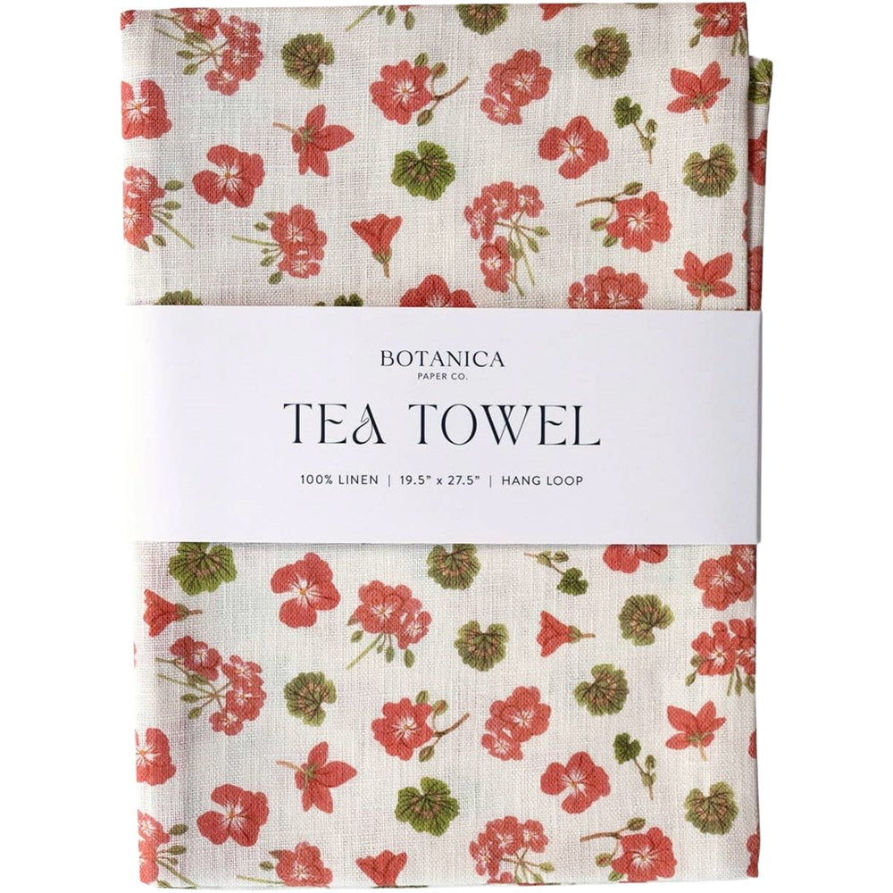 Botanica Paper Co. Geranium Tea Towel (1 pc) shown folded